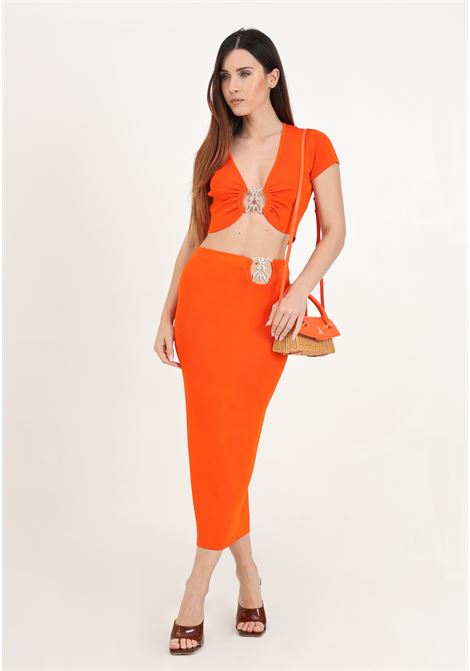 Women's orange midi skirt with Fly buckle PATRIZIA PEPE | 2G0974/K021R825